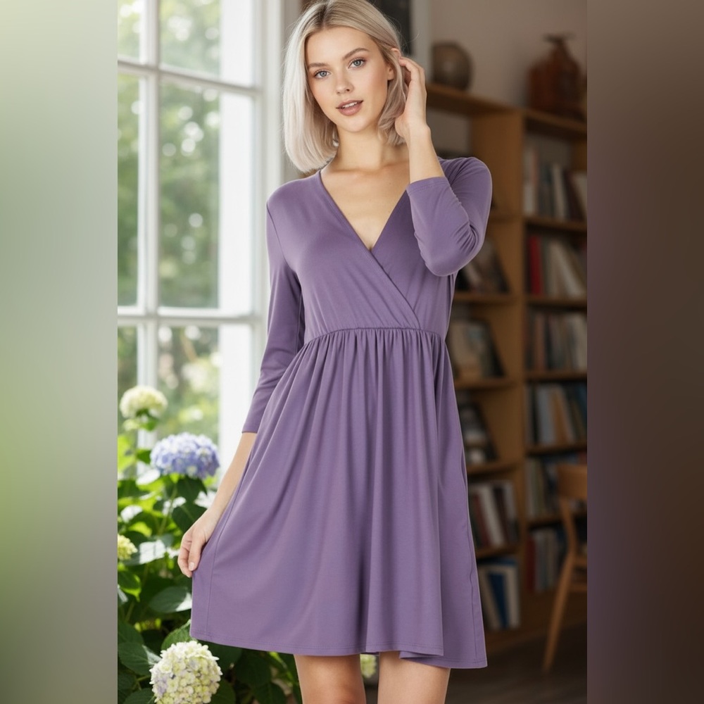 NEW•L•LILLY LILAC EMPIRE WAIST SWING DRESS